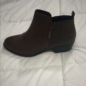Women’s Brown Quilted Ankle Boots with Side Zip